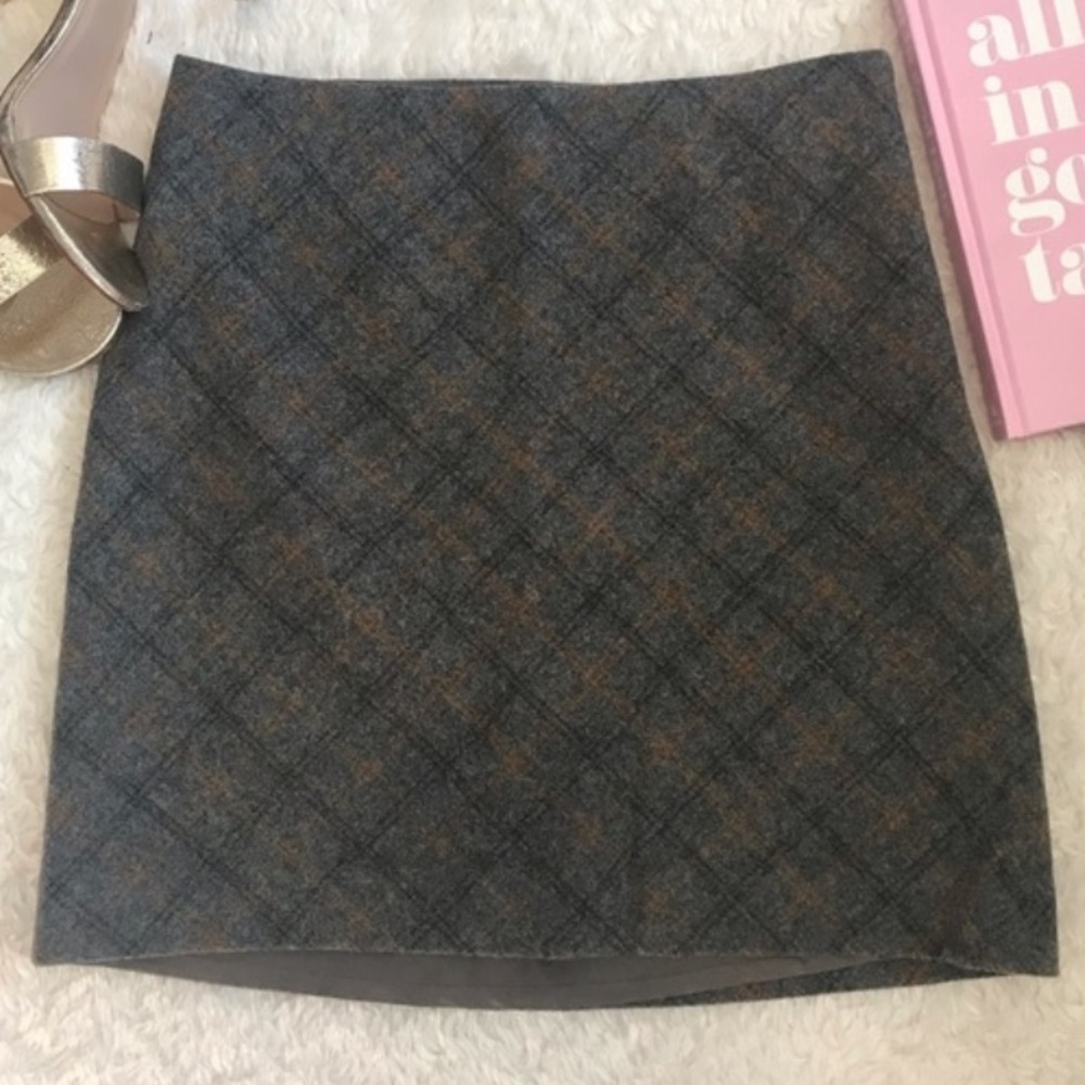 J. Crew Gray Plaid Wool Mini Skirt NWT